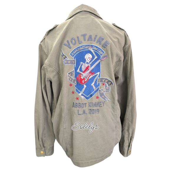 Zadig & Voltaire Kid Mili Abbot Kinney Skull Guitar Embroidery Back Jacket Small - Picture 1 of 16